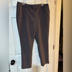 Carolina Belle Montreal 
Navy and White Patterned Pants